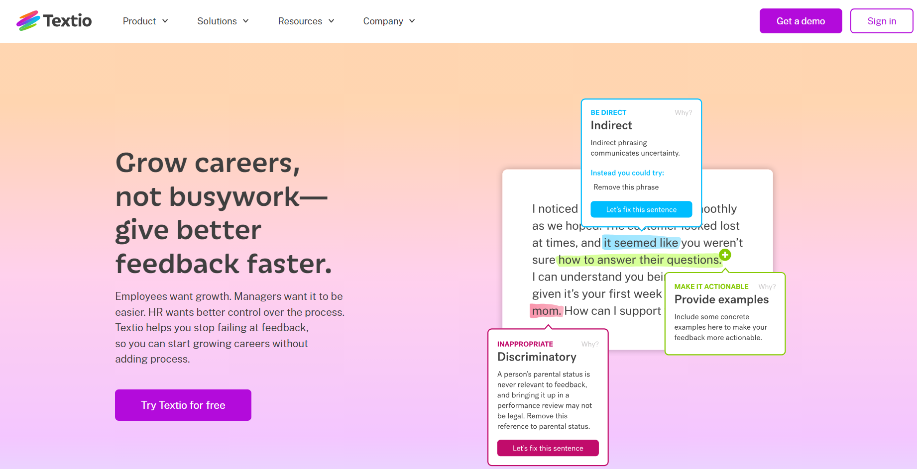Textio interface preview